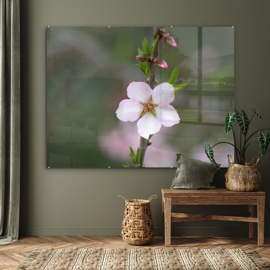 MuchoWow® Peinture sur verre - Bloem d'amandier - 160x120 cm - Peintures sur verre acrylique - Photo sur Glas