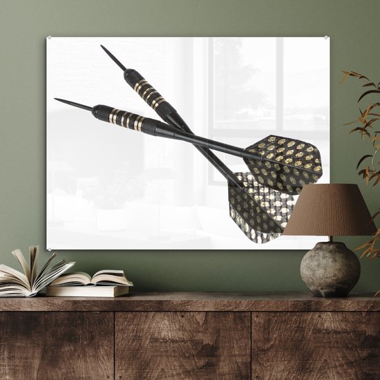 MuchoWow® Peinture sur verre 80x60 cm - Peinture sur verre acrylique - Deux fléchettes - Photo sur verre - Peintures