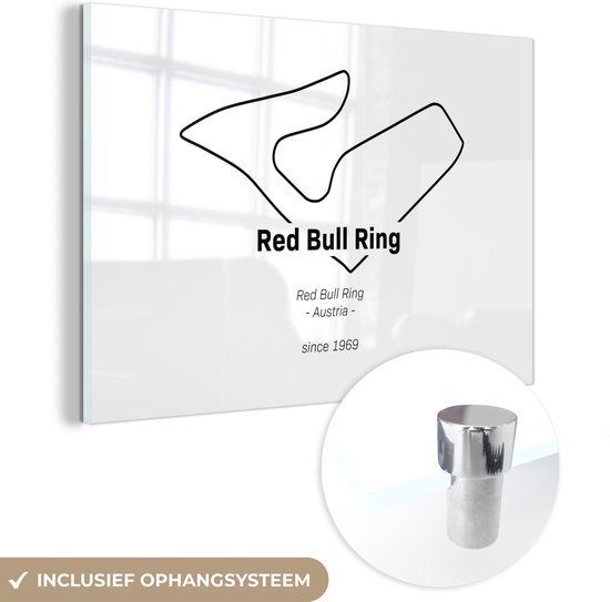 MuchoWow® Glasschilderij 90x60 cm - Schilderij acrylglas - Red Bull Ring - Formule 1- Circuit - Foto op glas - Schilderijen - Cadeau voor man