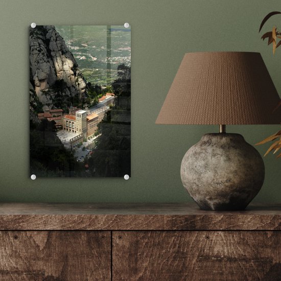 Monastère de Montserrat entre les montagnes Glas 20x30 cm - petit - Tirage photo sur Glas (décoration murale en plexiglas)
