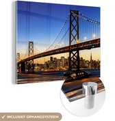 MuchoWow® Glasschilderij - Brug - San Francisco - Skyline - 40x30 cm - Acrylglas Schilderijen - Foto op Glas