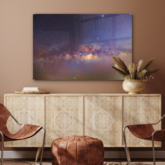 MuchoWow® Peinture sur Verre - Ciel Étoilé - Étoiles - Ciel - 90x60 cm - Peintures sur Verre Acrylique - Photo sur Glas