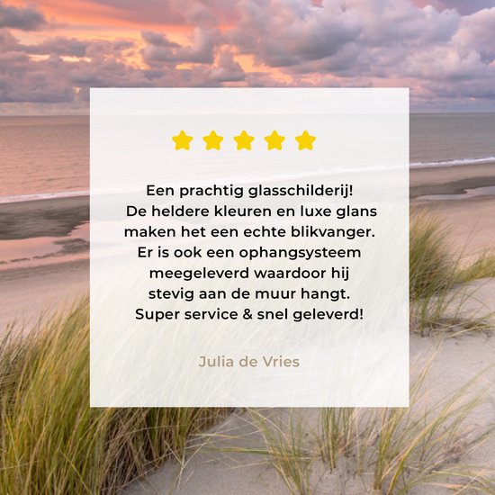 Peinture sur verre - Plage - Mer - Dune - Nederland - Rose - 120x80 cm - Peintures en plexiglas