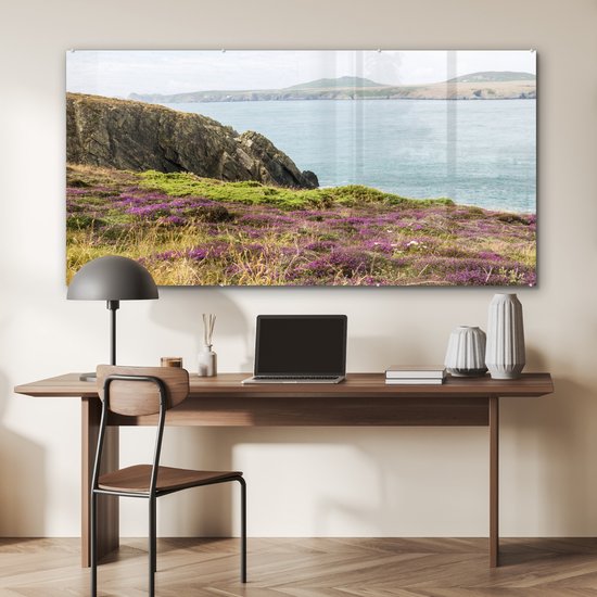 Herbe anglaise sur les falaises du parc national du Pembrokeshire Coast Plexiglass 160x80 cm - Tirage photo sur Glas (décoration murale en plexiglas)