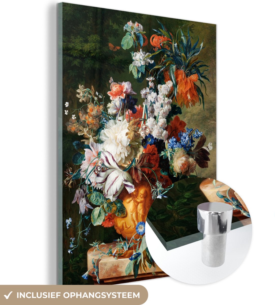 ® Glasschilderij 60x80 cm - Schilderij acrylglas - Olieverf - Bloemen - Stilleven - Foto op glas - Muurdecoratie woonkamer - Wanddecoratie slaapkamer - Schilderijen