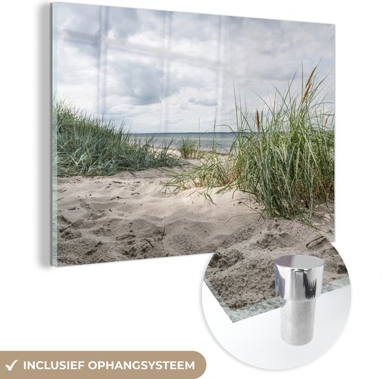 MuchoWow® Glasschilderij 60x40 cm - Schilderij acrylglas - Zand - Planten - Duitsland - Foto op glas - Schilderijen