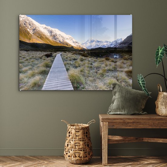 Chemin des montagnes sur Glas 120x80 cm - Tirage photo sur Glas (décoration murale en plexiglas)