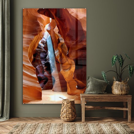 Peinture sur verre - La lumière du soleil à travers les crevasses étroites de l'Antelope Canyon - 120x180 cm - Peintures sur verre acrylique - Photo sur Glas