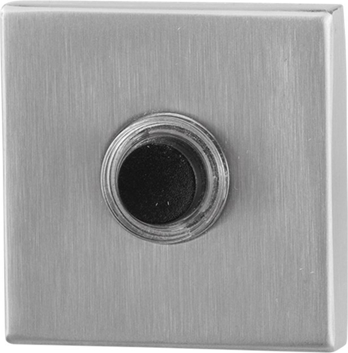 GPF9826.02 deurbel met zwarte button vierkant 50x50x8 mm RVS geborsteld