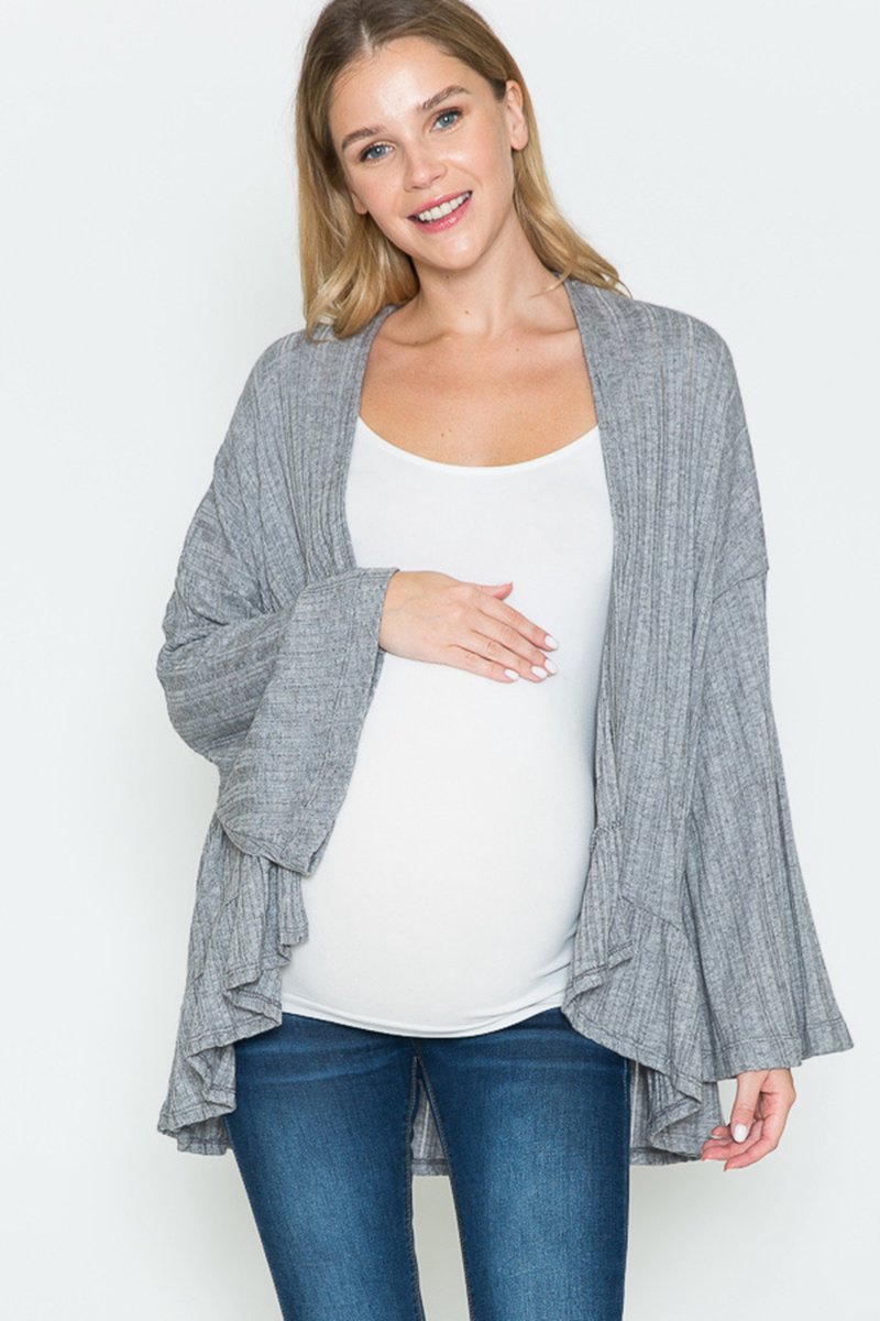Geplooide kimono vest Querencia, beige Maat: S