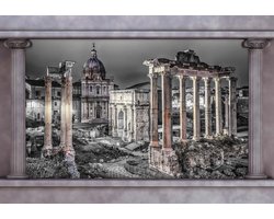 Fotobehang Rome City Ruins Window View | XL - 208cm x 146cm | 130g/m2 Vlies