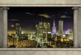 Fotobehang Warsaw City Skyline Window View | XXXL - 416cm x 254cm | 130g/m2 Vlies