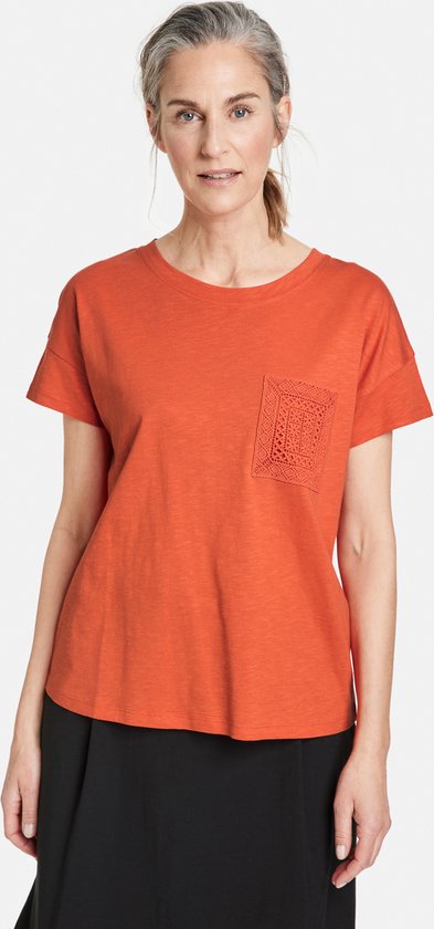 T-shirt Rouge Stretch Gerry Weber Brodé Strass - Taille 44D/46FR - Manches 3/4 - Très Bon état