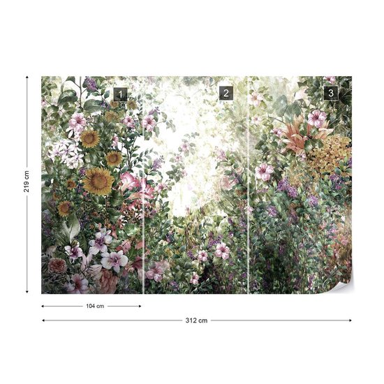 Peinture murale Vintage Floral Painting | VEXXL - 312 cm x 219 cm | Polaire 130gr / m2