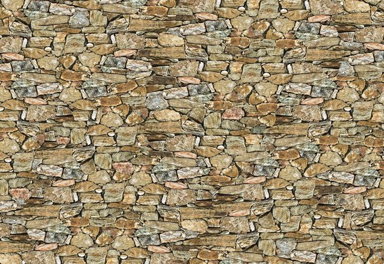 Fotobehang Rustic Stone Wall  | DEUR - 211cm x 90cm | 130g/m2 Vlies