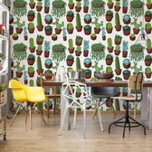 Fotobehang Modern Cactus Pattern | VEL - 152.5cm x 104cm | 130gr/m2 Vlies