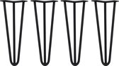 4 x Tafelpoten staal - Lengte: 35.5cm - 3 pin - 12mm – Zwart - SkiSki Legs ™ - Retro hairpin pinpoten