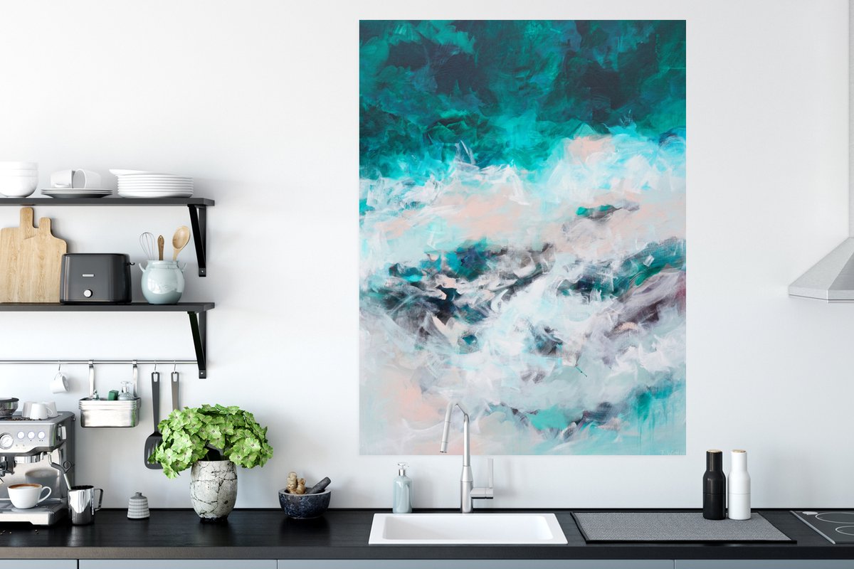 Poster Abstract - Zee - Blauw - Verf - 90x120 cm