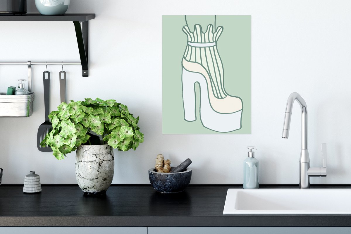 Poster Schoen - Groen - Abstract - Kleding - 30x40 cm