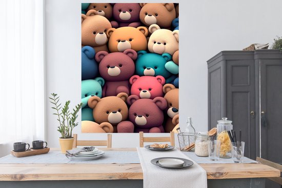 Poster Ours en peluche - Peluche - Blauw - Bleu - Marron - Enfant - 120x160 cm XXL