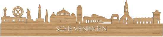 Skyline Scheveningen Bamboe hout - 120 cm - Woondecoratie - Wanddecoratie - Meer steden beschikbaar - Woonkamer idee - City Art - Steden kunst - Cadeau voor hem - Cadeau voor haar - Jubileum - Trouwerij - WoodWideCities