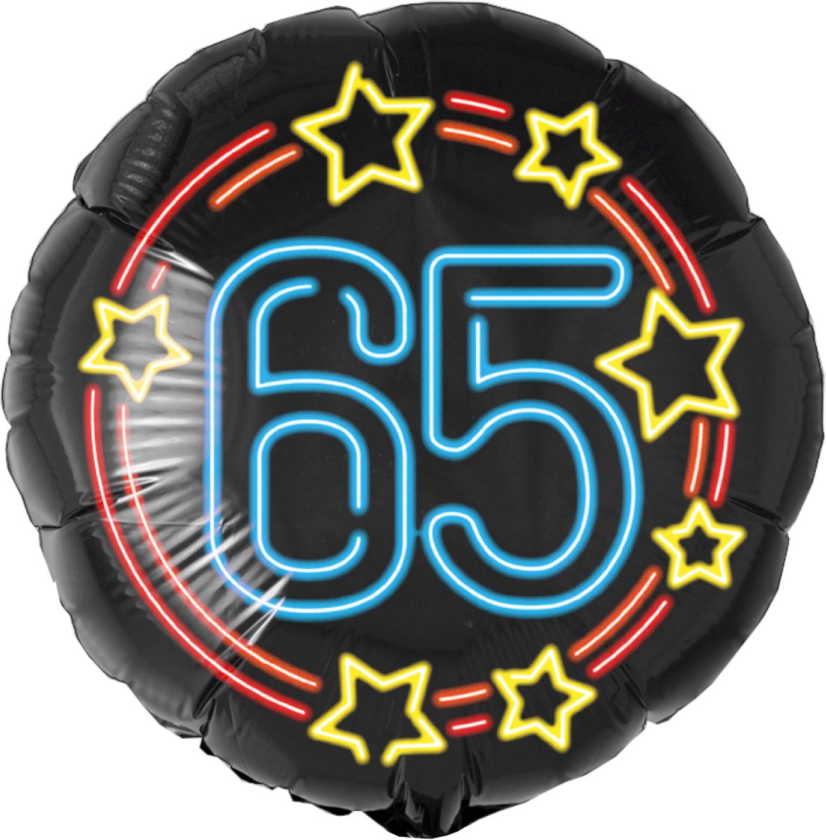 Folieballon - 65 jaar - Neon - 46cm - Zonder vulling