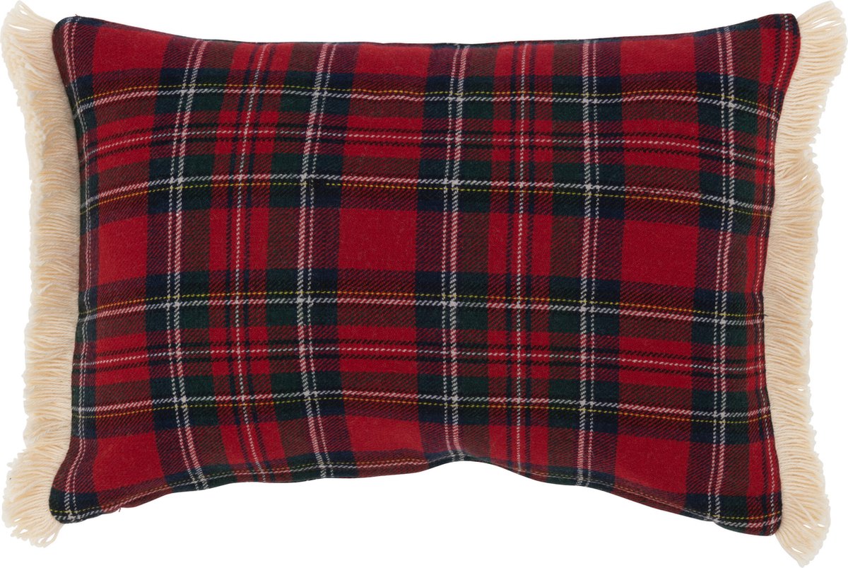 J-Line kussen Ruit Bonheur - polyester - rood/groen Multi
