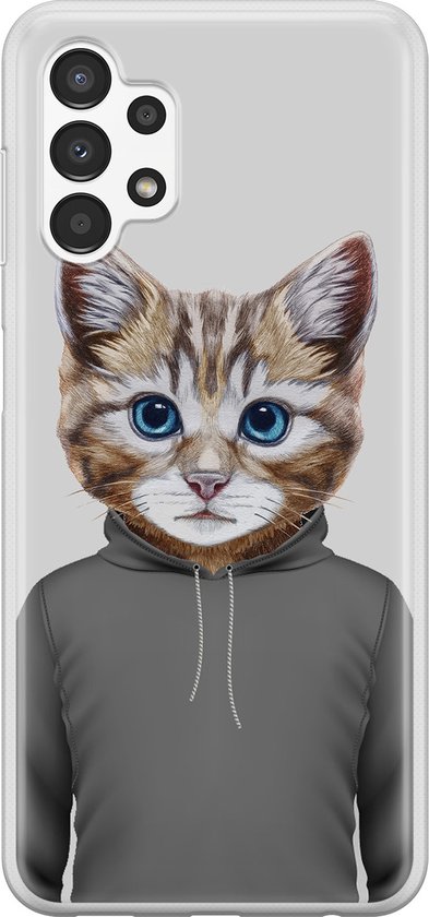Coque silicone Samsung Galaxy A13 4G - Chat mignon - Coque souple pour téléphone - Chat - Grijs