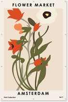 Muurdecoratie Bloemen - Planten - Quotes - Pastel - Amsterdam - 120x180 cm - Tuinposter - Tuindoek - Buitenposter