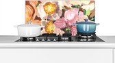 Spatscherm keuken 70x30 cm - Kookplaat achterwand Bloemen - Planten - Orchidee - Kunst - Muurbeschermer - Spatwand fornuis - Hoogwaardig aluminium
