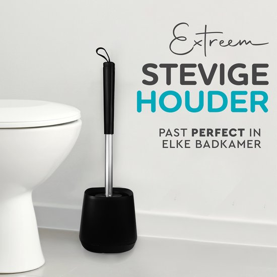 HGMD Brosse WC Siliconen avec Support - Zwart - Brosse WC - Porte Brosse Toilettes - Séchage Rapide, Robuste et Hygiénique