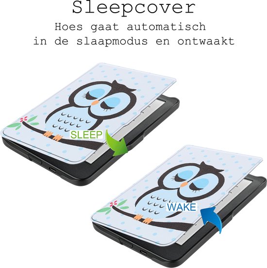Hoes Geschikt voor Kobo Clara HD Hoesje Bookcase Cover Hoes - Hoesje Geschikt voor Kobo Clara HD Hoes Cover Case - Uil van EZIOZZ. — afbeelding 4