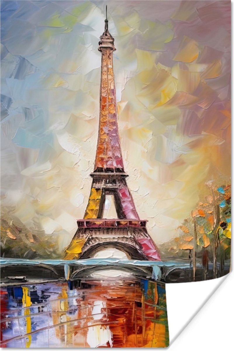 Poster Eiffeltoren - Schilderij - Olieverf - Parijs - 40x60 cm