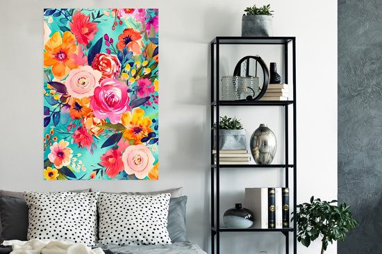 Affiche Fleurs - Peinture à l'huile - Colorée - Nature - 80 x 120 cm