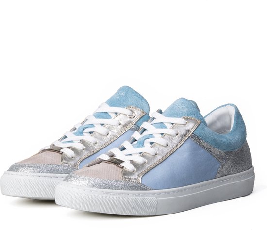 KUNOKA Gabrielle glitter light blue - Sneakers Dames - maat 38 - Blauw  Zilver Wit | bol.com