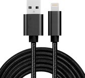 Câble de charge / données USB à 8 broches avec tête métallique tissée 3m 3A, pour iPhone XR / iPhone XS MAX / iPhone X & XS / iPhone 8 & 8 Plus / iPhone 7 & 7 Plus / iPhone 6 & 6s & 6 Plus & 6s Plus / iPad (noir)