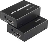 HDMI-signaaluitbreider (ontvanger en zender) via enkele CAT5e / CAT6-kabel met IR, verzendafstand: 60 m (zwart)