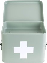 Boîte à Médicaments Present Time - Medium - Métal Grijs Mat / Vert - 21.5x15.5x16cm