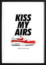 Kiss My Airs (21x29,7cm) - Wallified - Tekst - Zwart Wit - Poster - Wall-Art - Woondecoratie - Kunst - Posters