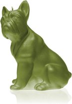 Olijfgroen gelakte figuurkaars, design: Bulldog  Hoogte 15 cm (24 uur)