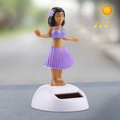 Zonne-energie Bobble Head Dansen Speelgoed Auto Decoratie Ornament Leuke Hula Prinses (Paars)