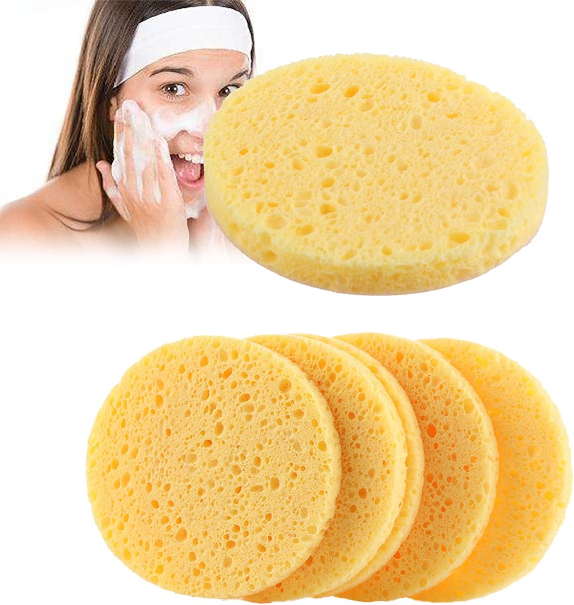 Pak van 20 Gezichtsmake-up spons Natuurlijke make-up verwijderaar spons Herbruikbare ronde gezichtsspons Natuurlijke reinigingsspons voor gezichtsreiniging Make-upverwijdering