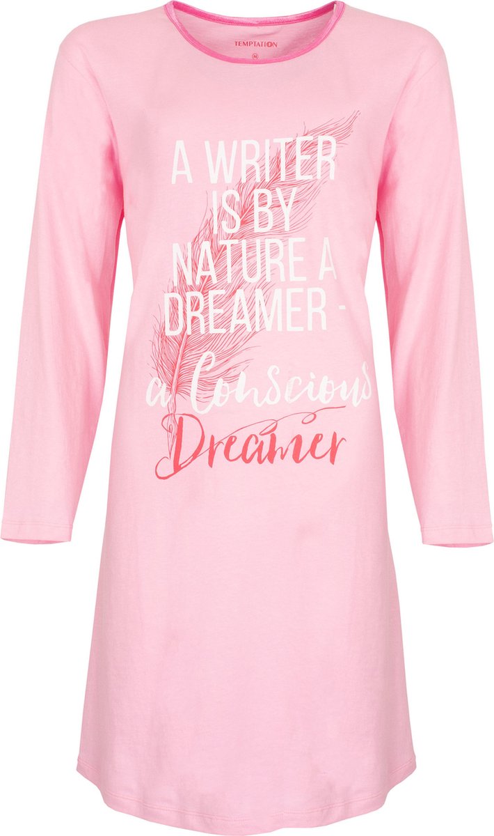 Temptation Dames Nachthemd - 100% Katoen - Licht Roze