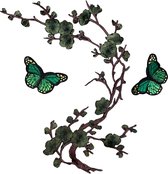 Bloesem Bloemen Vlinder Strijk Embleem Patch Set Groen 15 cm / 37 cm / Groen