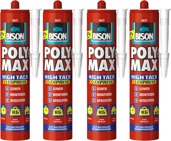 Bison poly max high tack express - montagelijm - extra sterk - extra snel -...