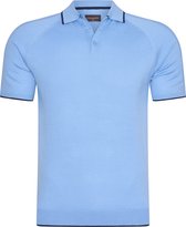 Cappuccino Italia - Heren Polo SS Tipped Tricot Polo - Blauw - Maat XL