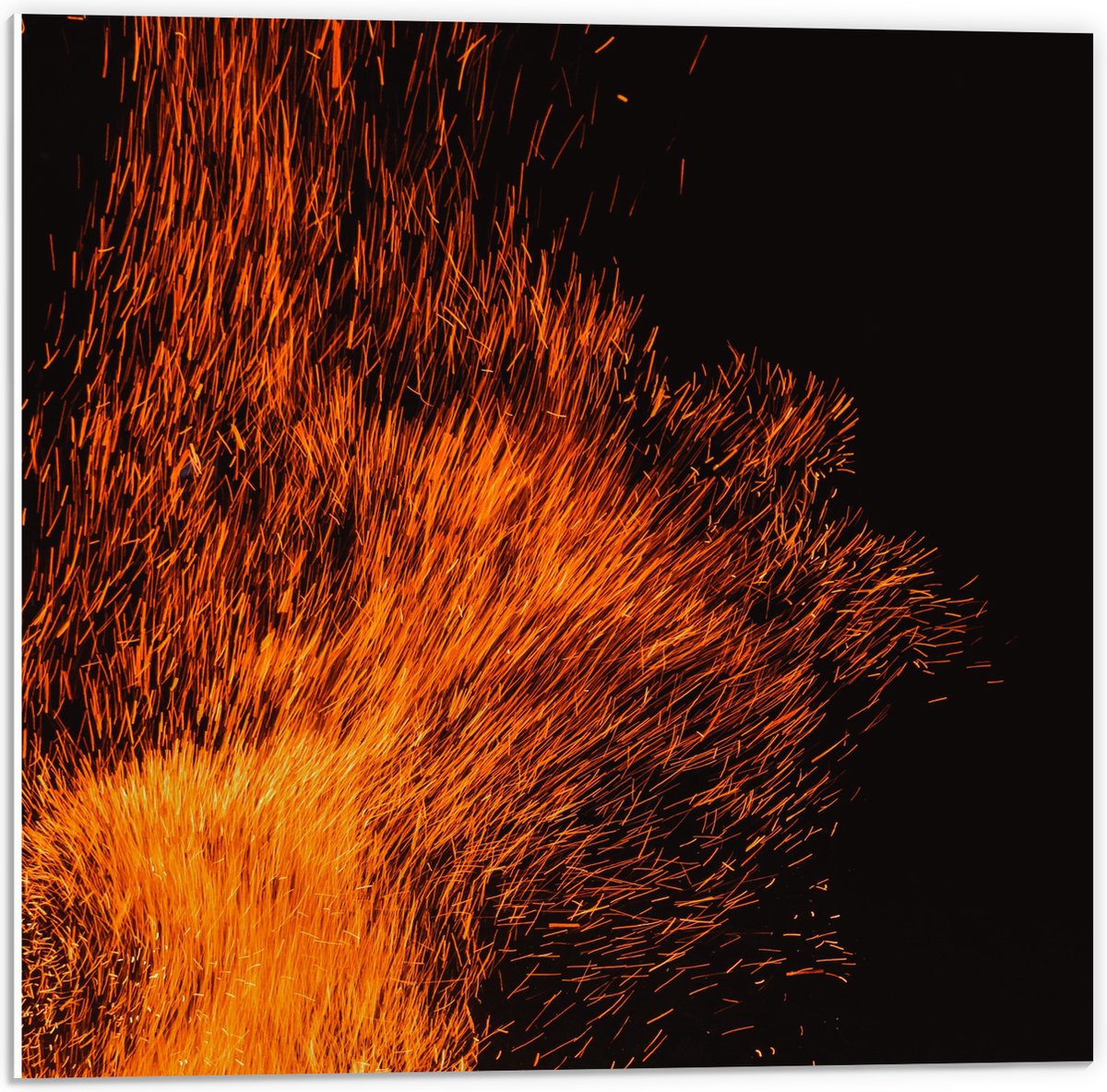 PVC Schuimplaat - Oranje Spetters van Vuurkorf - 50x50 cm Foto op PVC Schuimplaat (Met Oph