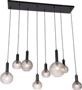 QAZQA chico - Design Hanglamp eettafel voor boven de eettafel | in eetkamer - 8 lichts - L 125 cm - Zwart - Woonkamer | Slaapkamer | Keuken