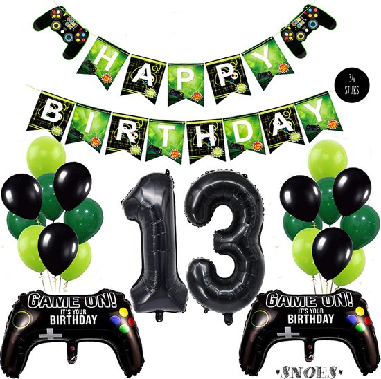 Snoes Mega Game Gamers Helium Verjaardags Ballonnen Feestdecoratie Black Cijfer Ballon nr 13