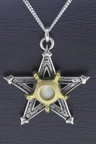 Zilveren Pentagram met zwart oog ketting hanger